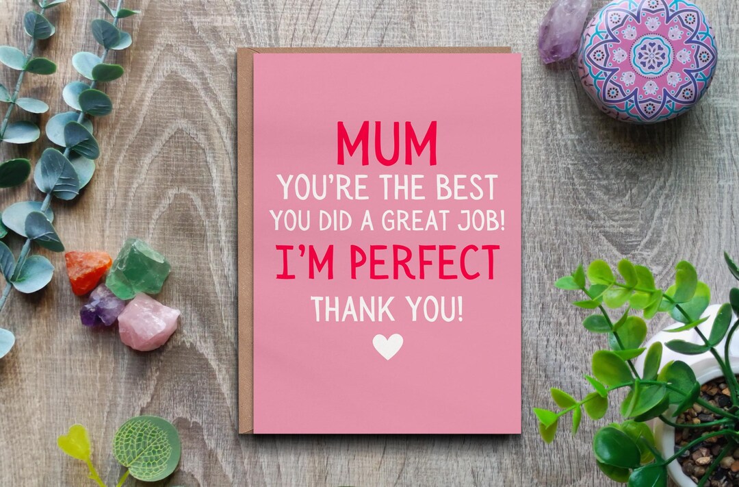 Funny Mum Birthday Card - Best Mum Thank You Card From Daughter or Son ...