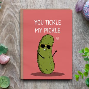 Carte d'amour grossier drôle, carte chatouiller mon cornichon, carte d'anniversaire drôle pour femme, carte pour petite amie, carte pour petit ami, carte d'humour adulte,