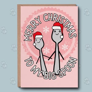 Merry Christmas To My Big Spoon - Frohe Weihnachtskarte, süße festliche Wünsche, Paar-Weihnachtskarte. Für Freundin Freund, Frau Mann.