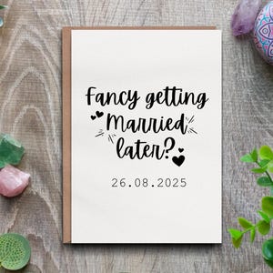 On our wedding day, Fancy getting married later card, Funny wedding day card, For my bride, To my groom, Personalised wedding date card