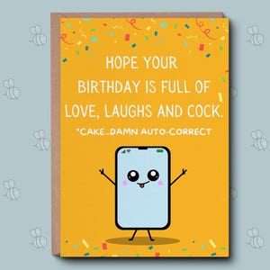 Lustige Geburtstagskarte - Love Laughs and...Cake Card. Unhöfliche Geburtstagskarte, unhöfliche Geschenke, unhöfliche Karten, unhöfliche Geburtstagskarten für ihn, für sie.
