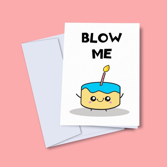 Blow Me Funny Birthday Card Happy Birthday Card Cute | Etsy