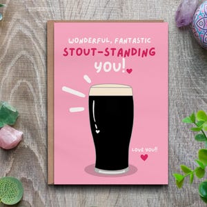 Cartão de aniversário - STOUT-STANDING YOU Cartão de aniversário engraçado para namorada ou namorado Cartão de amor irlandês