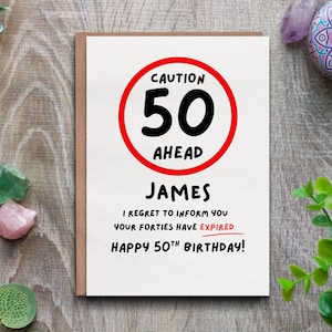 Personalised 50th birthday card - Funny 50 age card for friend.