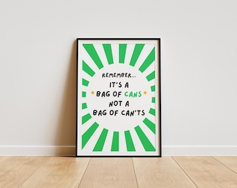 Funny Irish Wall Art: Bag Of Cans Saying Poster, Home Decor.