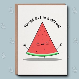 One in a Million-kaart: One-in-a-melon-woordspelingkaart. Bedankkaart, liefdeskaart, nieuwe baankaart, blanco kaart voor alle gelegenheden. Waardering cadeau.