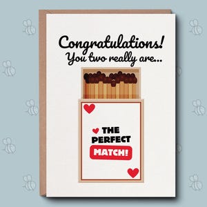 Carte de fiançailles - Vous êtes la carte idéale pour vous deux. Jolie carte de fiançailles pour un ami. Carte de félicitations, pour couple heureux, cadeau de fiançailles.