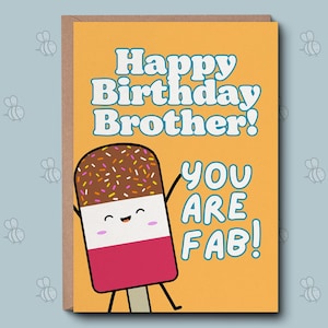 Tarjeta de cumpleaños para hermano: fabulosa tarjeta para hermano. Linda tarjeta de cumpleaños para hermano. Tarjeta para hermano, tarjeta de cumpleaños para hermano. Fabulosa tarjeta con un divertido juego de palabras