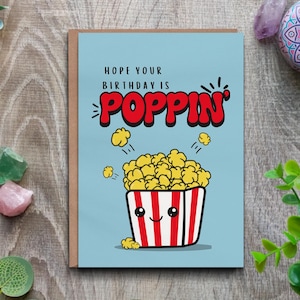 Divertente biglietto di auguri di buon compleanno, spero che il tuo compleanno sia un biglietto con un gioco di parole. Biglietto di auguri fantastico, per lui, compleanno di ragazzi, compleanno di adolescenti, biglietto popcorn.
