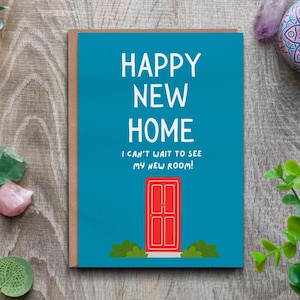 Cartão de felicitações para uma nova casa - cartão de boas-vindas atrevido para melhores amigos.