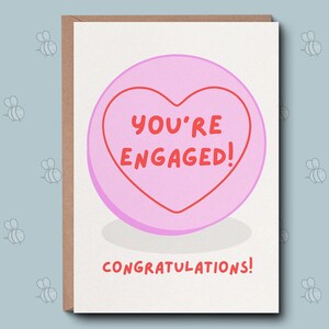 Tarjeta de felicitación por compromiso: estás comprometido, tarjeta de amor dulce. Regalo de compromiso, tarjeta para casarse, para una pareja feliz, estilo retro milenial.