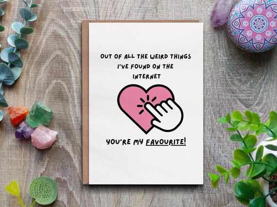 Valentine's Day Card. Funny Couple Online Dating Design, For boyfriend Girlfriend Partner.