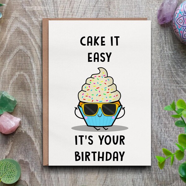Funny Cake Pun Birthday Card: Colorful Design