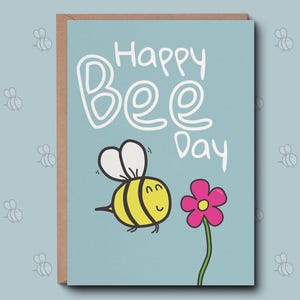 Jolie carte d'anniversaire pour un ami - carte Happy Bee Day. Jolie carte d'anniversaire pour elle, carte pour fille, nièce soeur meilleure amie.