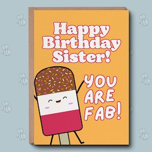 Carte d'anniversaire pour soeur - carte de joyeux anniversaire à une soeur fabuleuse. Carte pour elle, meilleure soeur, soeur amour, joyeux anniversaire soeur, de votre soeur.