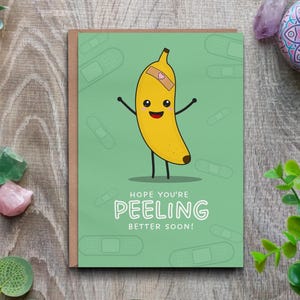 Carte de rétablissement, Carte de jeu de mots banane qui s'écaille, Carte pour un prompt rétablissement, Carte d'opération, Se sentir mieux bientôt, Paquet de soins pour quelqu'un