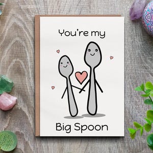 Big spoon card. Cute love card for couple, Anniversary card, Birthday card, For boyfriend, Girlfriend card, Birthday card for partner