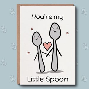 Valentijnsdagkaart - My Little Spoon-kaart. Leuke liefdeskaart, voor vriend, vriendin, vrouw, echtgenoot, partner. My Valentine Love You-kaart.