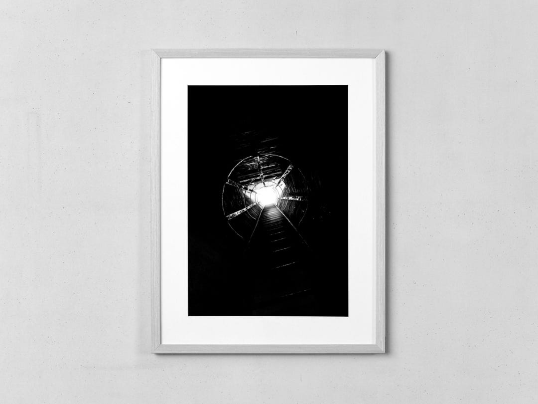 Dark & Dramatic Ladder Print, Black and White Architectural Photography ...