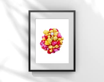 Impresión de gomitas de limonada de cereza, fotografía macro de dulces, arte mural imprimible grande