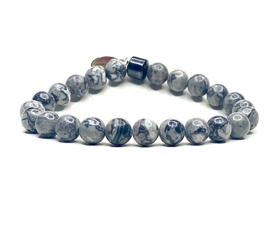 Beads Bracelet in Greige Marble