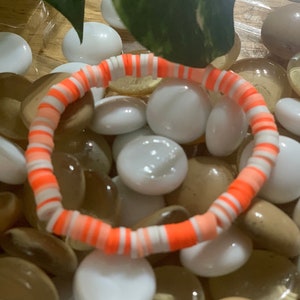 Pastel Orange Peachy Heishi Bead Bracelet Cute Preppy Boho Gifts For Her Beach Peach Pastel Different Colors Cute