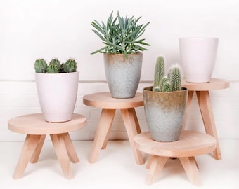 Tibbe - Soporte de madera para plantas o terrarios - Mesa para plantas de madera natural - 27 cm