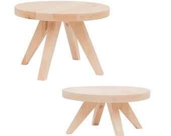 Tibbe - Houten planten- of terrariumstandaard - Set van 2 - Plantentafels - 12 & 17 cm