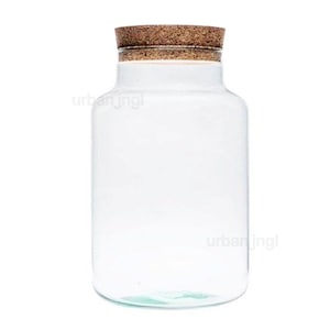 Closed Terrarium Container &#39;Milky&#39; with cork • ↑ 30 cm / Ø  21 cm • Glass jar • DIY Terrarium • Glass • Cork Lid - urbanjngl.com