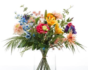 Zijden Bloemen Boeket Pretty Powerful - 67 cm hoog - Kunstbloemen