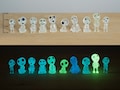 Set of 10 Little Glow-in-the-Dark Forest Spirits miniature - Elf Figure Ghost Fairy Garden Plant - Kodama Family set - Green or Blue product logo