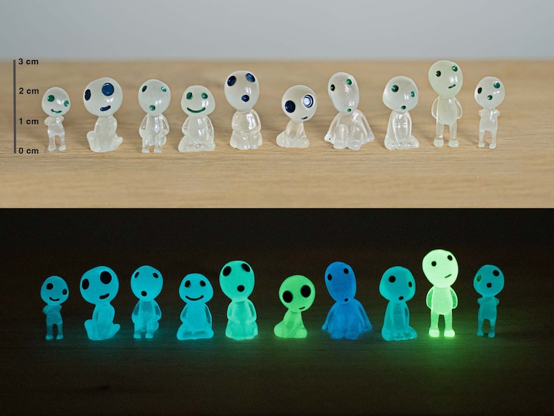 Glow In The Dark 10 Stück Leuchtender Geist Baumgeister Geist Planthero's Miniatur Elfen Figur Fairy Garden Craft Halloween Bild 3