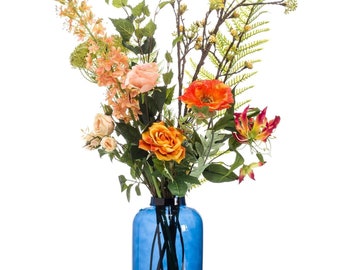 Ramo de Flores de Seda XL Naranja Feliz - 109 cm alto - Flores artificiales