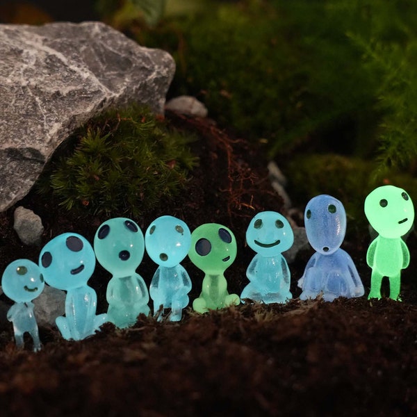 Glow In The Dark - 10 Stück - Leuchtender Geist Baumgeister Geist - Planthero's - Miniatur Elfen Figur - Fairy Garden Craft Halloween