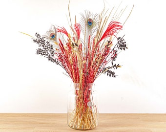 Trockenblumen - Rot & Gold - Getrocknetes Bouquet - 70cm