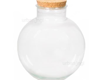 Closed Terrarium Container with cork • ↑ 30 cm / Ø  31 cm • Model: 'Bolder Bob' • Round Glass jar • DIY Terrarium • Glass • Cork Lid