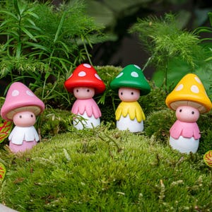 Toads - Deko Miniatur-Pilzfiguren - 4er Set - ↑ 3,5 cm
