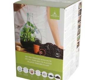 DIY Plant Terrarium Set 5L - Erstellen Sie Ihren eigenen geschlossenen Flaschengarten | In Geschenkbox