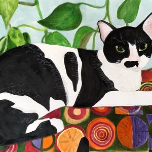 Watercolor Cat on Chair Print