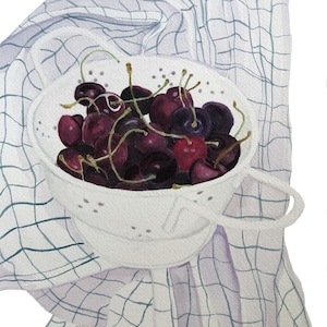 Cherries in a Collider Watercolor Painting Print