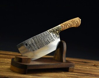 Soporte de exhibición de cuchillo de cocina único, estante de soporte de cuchillo de cocina de madera de wengué macizo