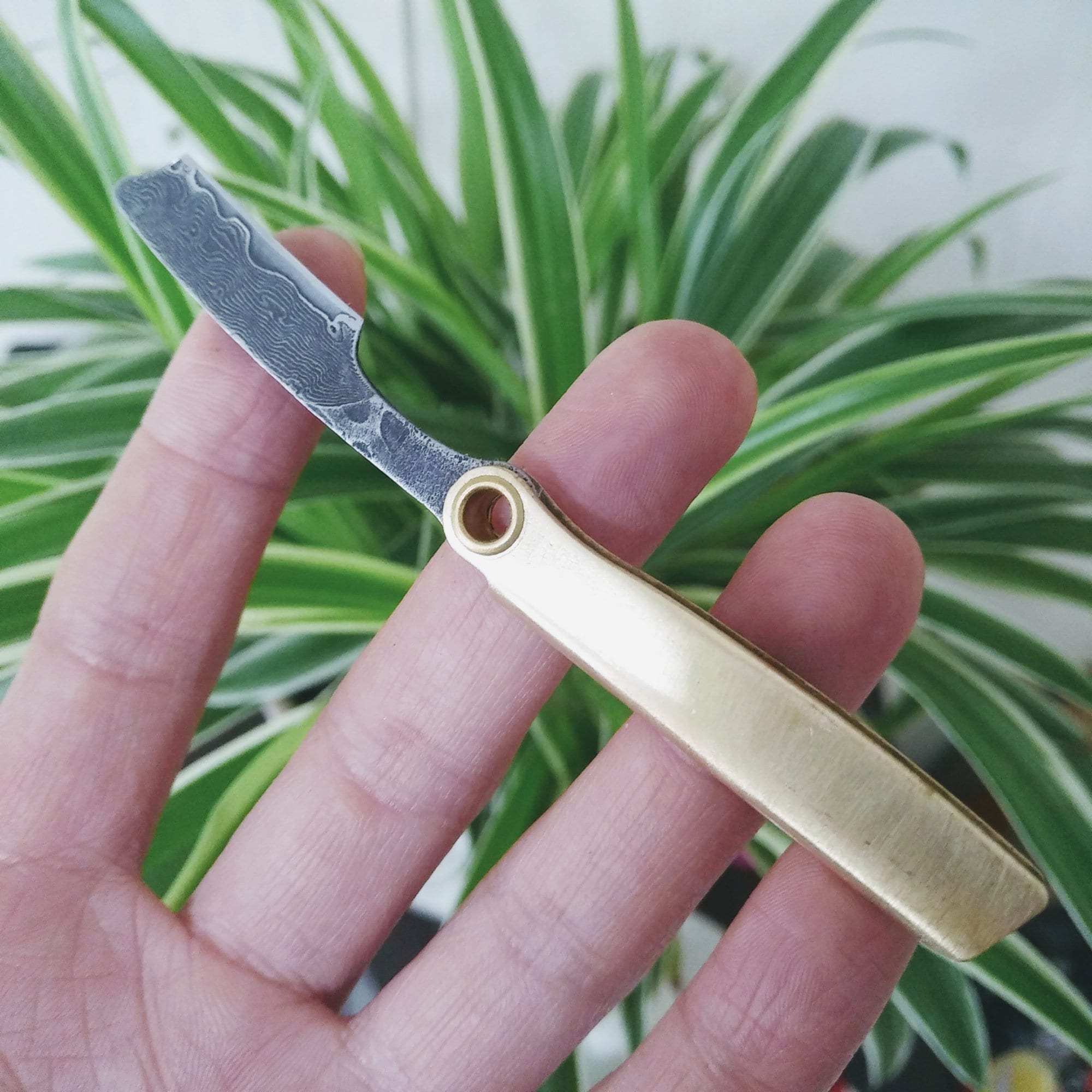 Mini Damascus Barber Razor Folding Razor Knife With Thick Etsy