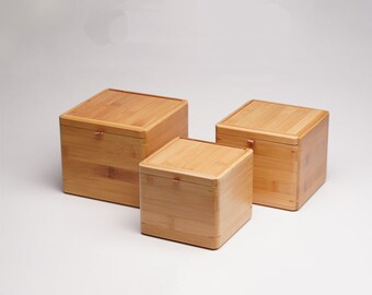 Square Bamboo Pet Urn, Pet Memorial, Pet Cremation Urn, Small Coffin for Cat/Dog/Hamster/Rabbit Ashes