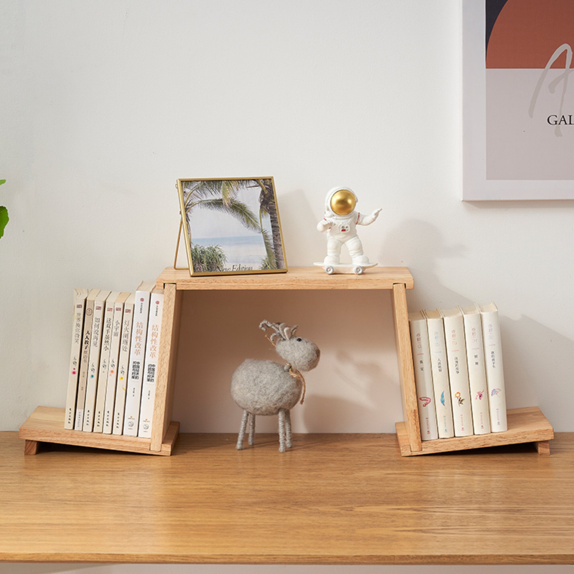 Free Shipping Solid Wood Desktop Bookshelf Wooden Bookend Etsy