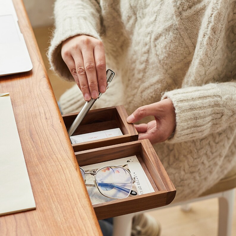 Black Walnut/bamboo Under Desk Storage Box Hidden Storage Etsy
