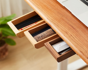Schwarze Walnuss/Bambus Unter Schreibtisch Aufbewahrungsbox, versteckte Aufbewahrungsschublade, Unter Schreibtisch Schublade, Unter Schreibtisch Schublade