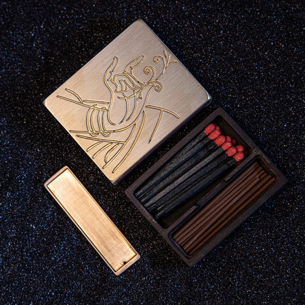 Custom Brass Matchbox, Pocket Incense Box, Incense Travel Box, Custom Gift, Coworker Gifts, Father Gift, Unique Gift for him/her