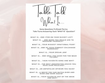 Table Talk Icebreaker Game: Dinner Party Conversation Starters (Instant Download)