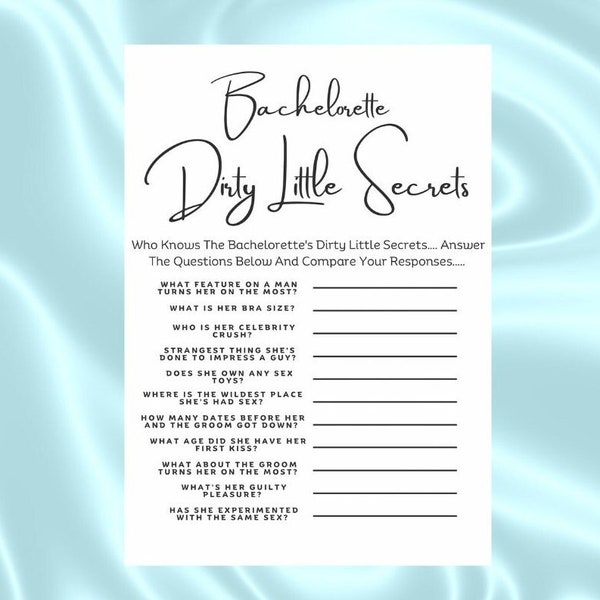 Bachelorette Dirty Little Secrets Game | Bridal Party Games | Dirty Bachelorette Games | Classy Bachelorette Games | Instant Download