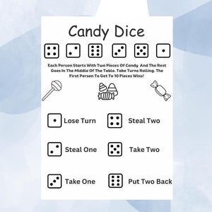 Candy Dice DiceBreaker Game, IceBreaker-afdrukbare games, IceBreaker Questions, Candy Games, Roll and Tell